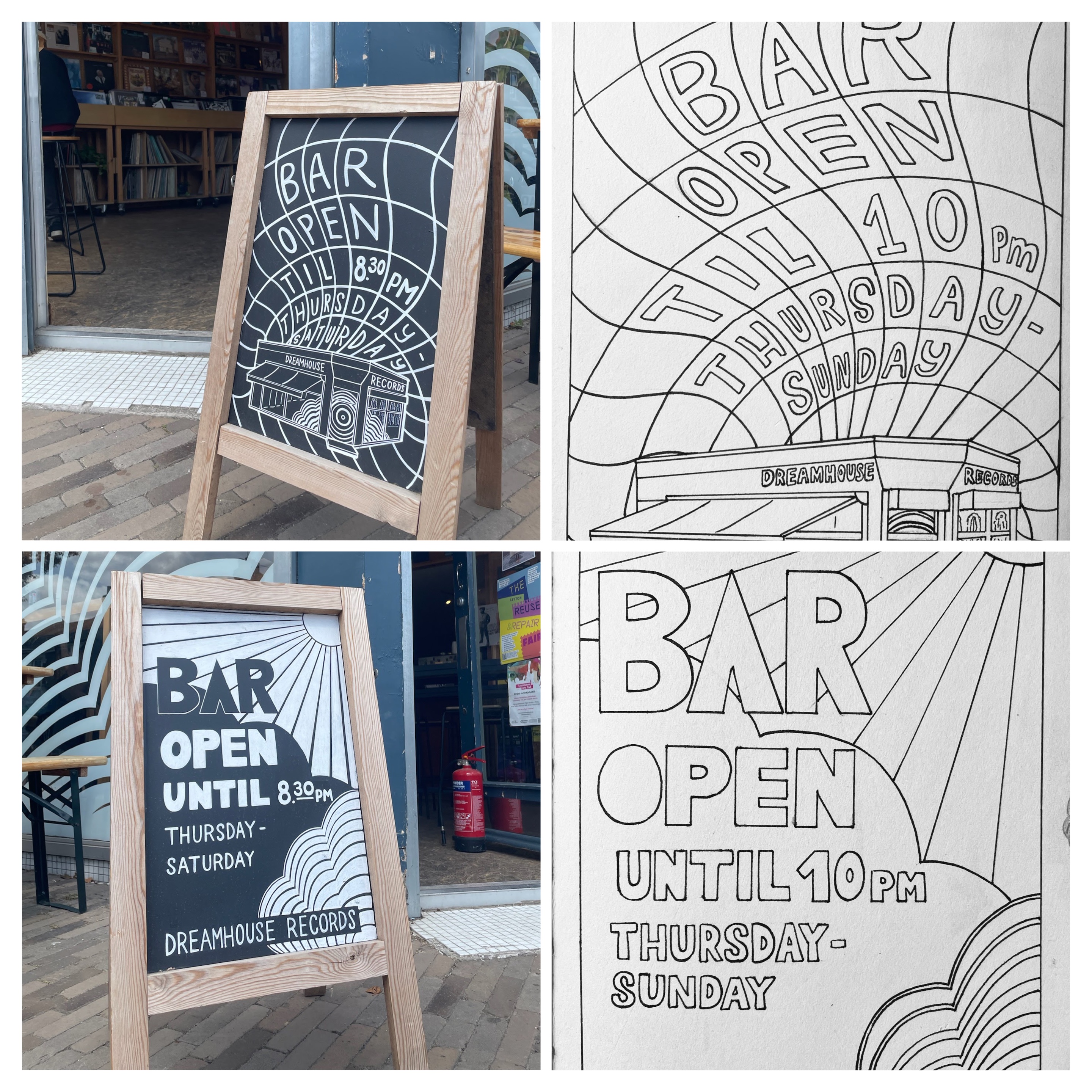 Blackboards with sketches